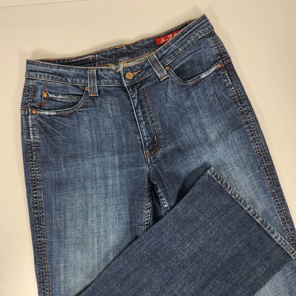 Seven 7‎ Jeans Womens 14 Blue Boot Cut Denim Premium Mid Rise Flap Pockets